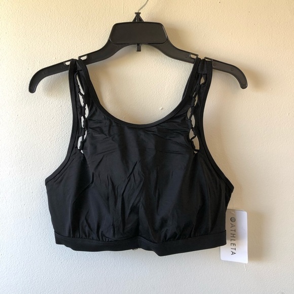 Athleta Black High Neck Loop Bikini Top 40 B/C - Picture 2 of 11